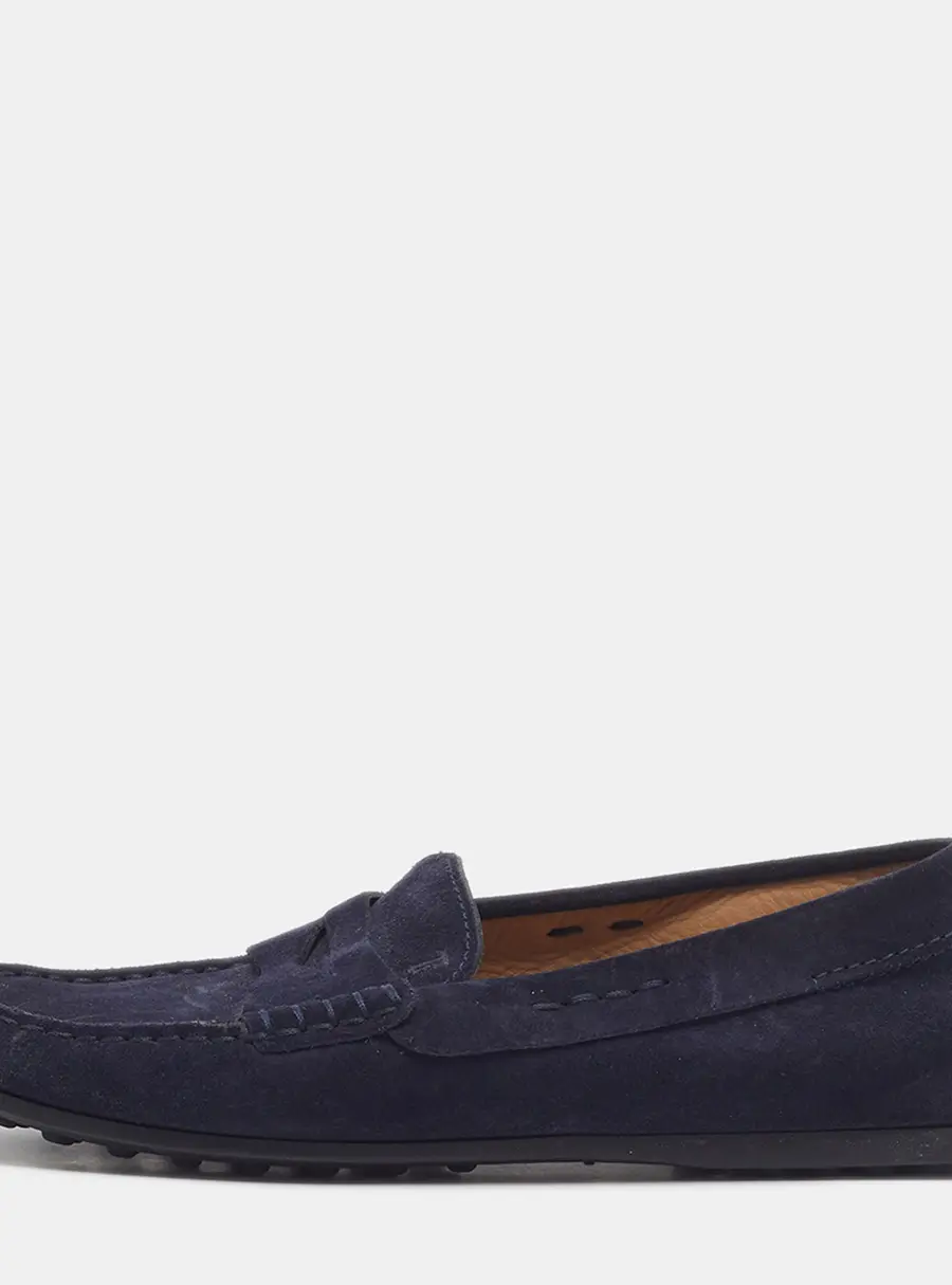 Tod's Gommini Size 34 Navy Blue Suede Loafers