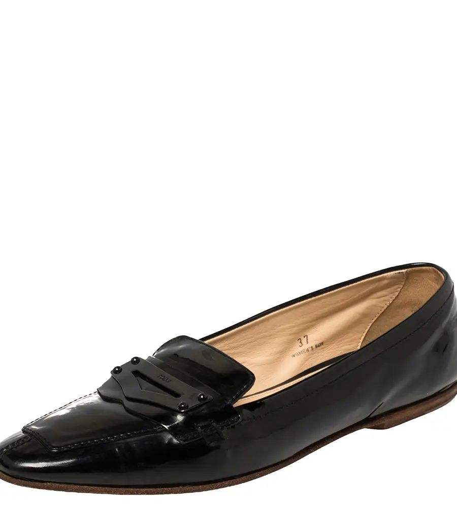 Tod's Black Patent Leather Penny Loafers Size 37
