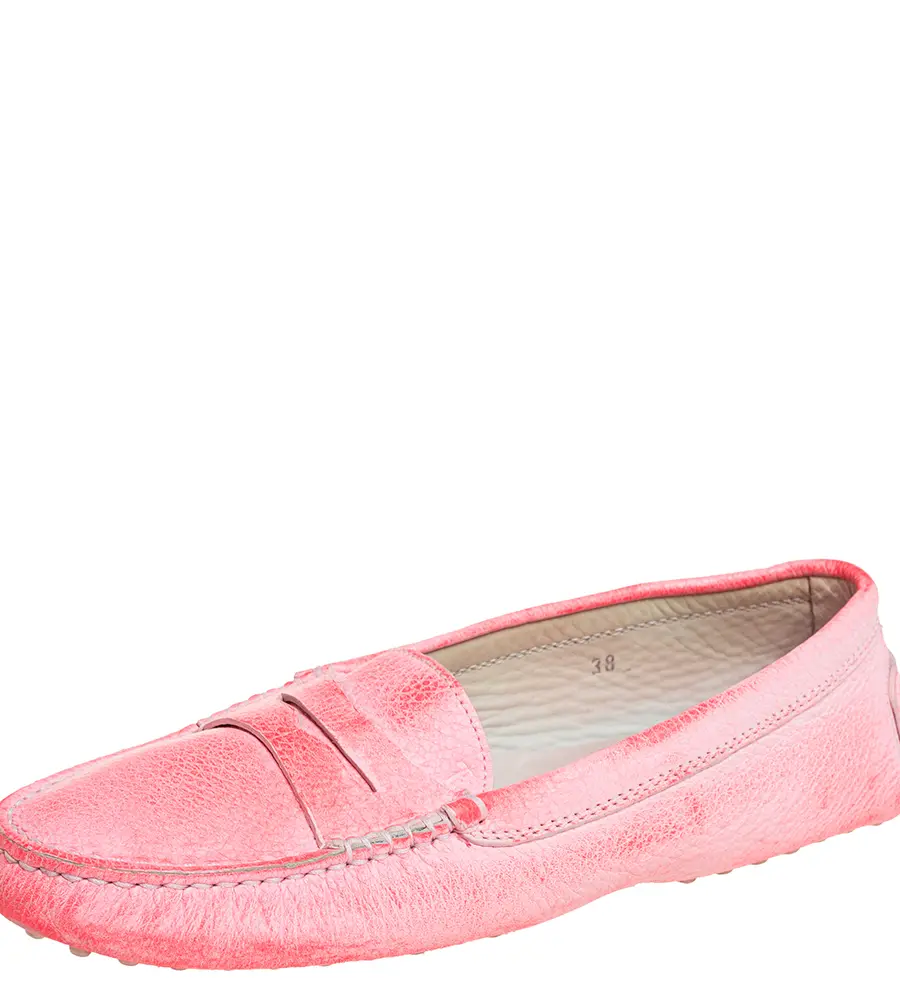 Tod's Pink Leather Penny Loafers Size 38