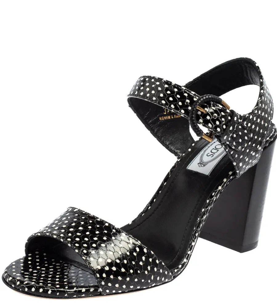 Tod's Black Leather Ankle Strap Sandals Size 37.5