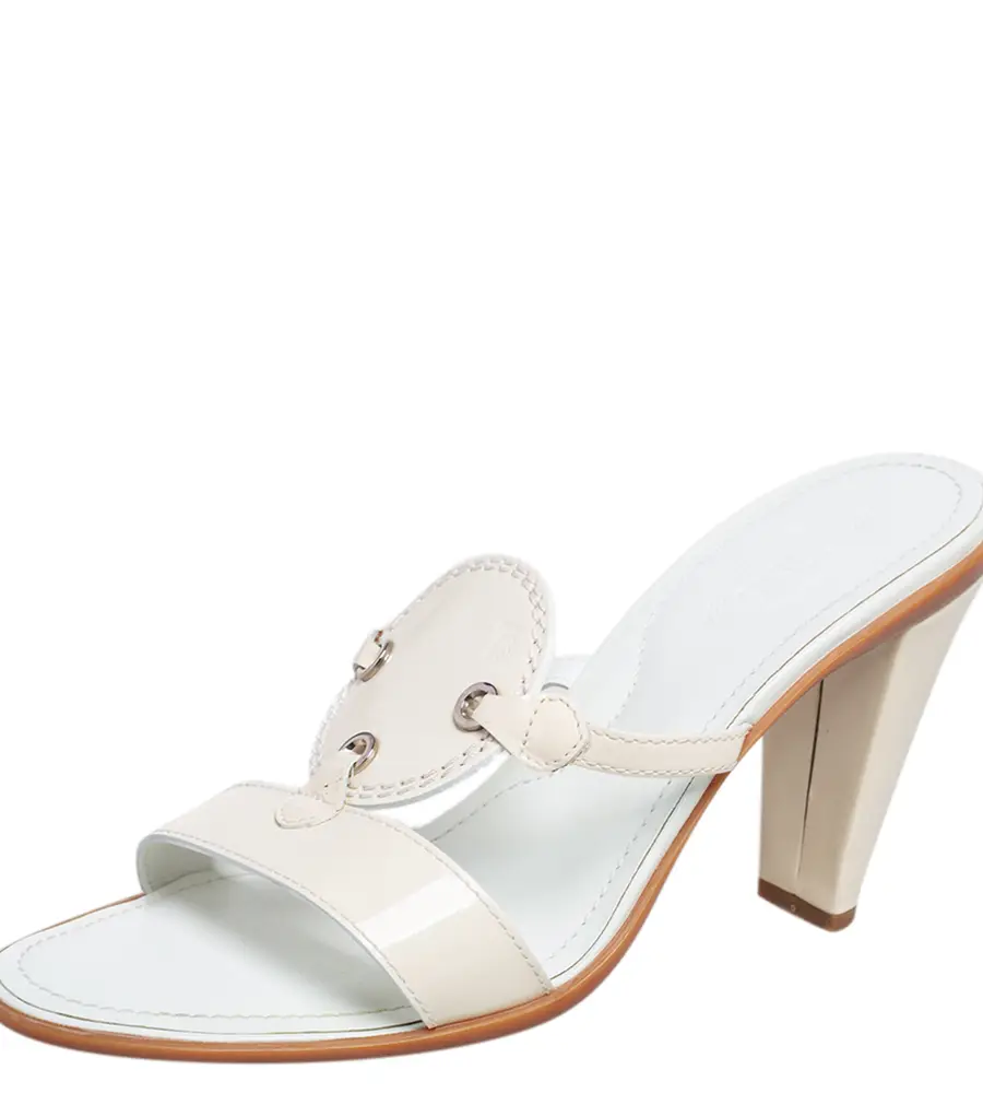 Tod's Cream Patent Leather Open Toe Slide Sandals Size 36.5