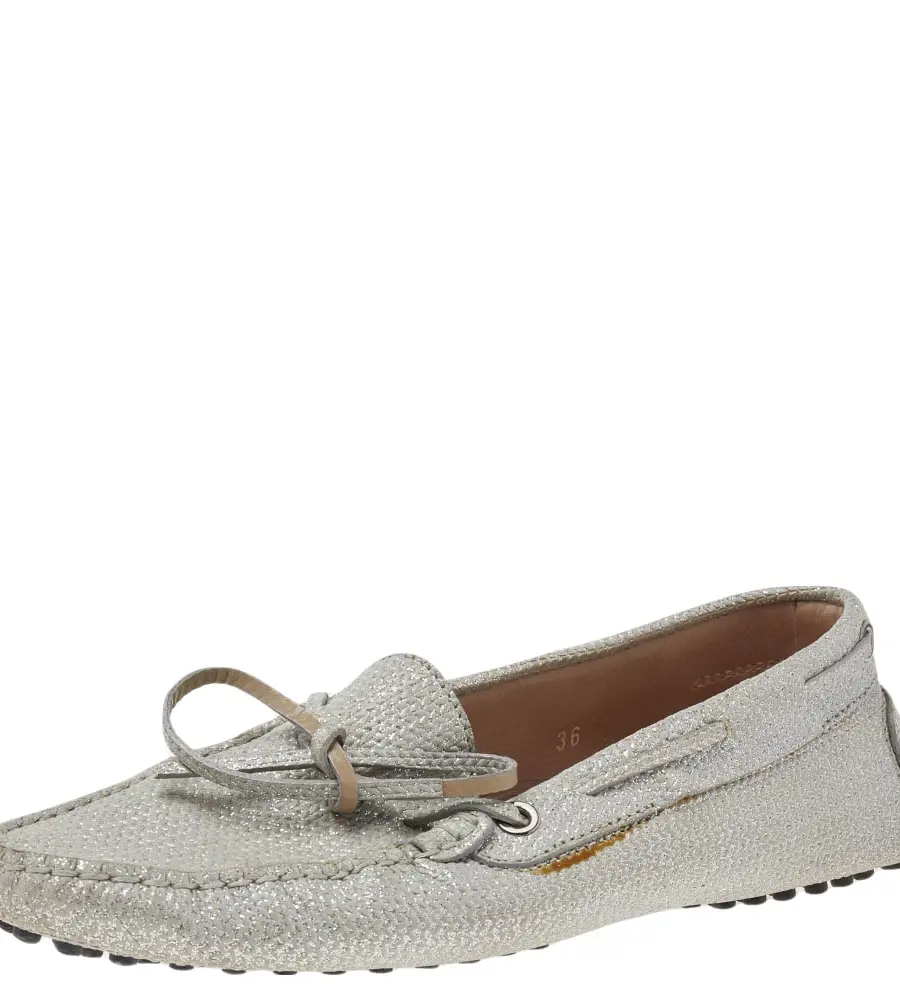 Tod's Silver Glitter Slip on Loafers Size 36