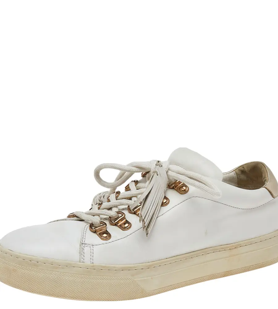 Tod's White Leather Tassel Trim Low Top Sneakers Size 39
