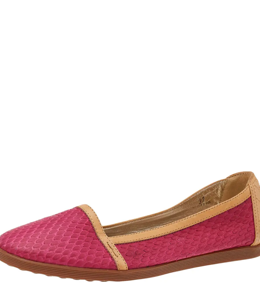 Tod's Pink/Brown Python And Leather Ballet Flats Size 37
