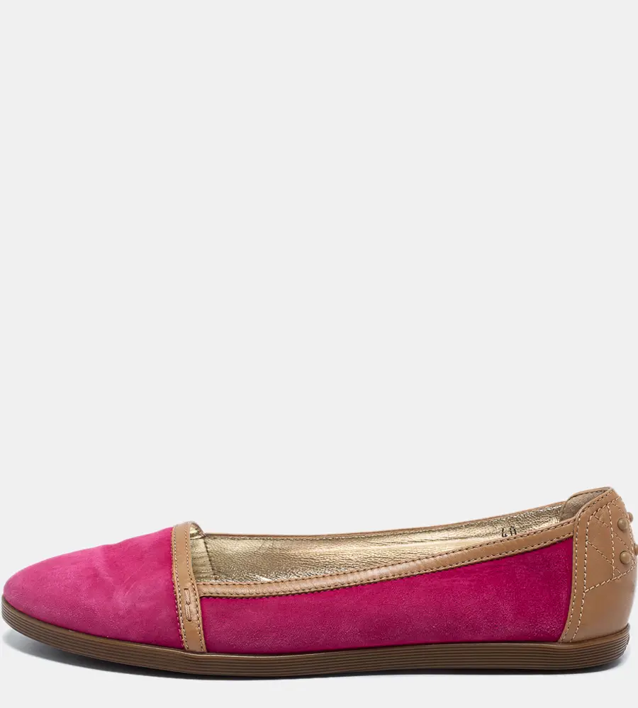 Tod's Pink/Brown Suede And Leather  Ballet Flats Size 40