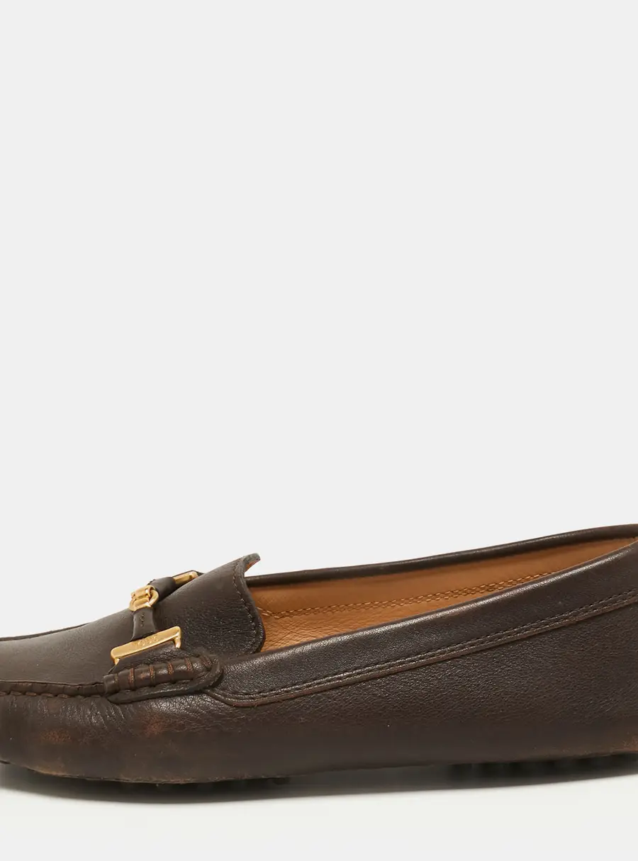 Tod's Brown Leather Gommino Slip On Loafers Size 36