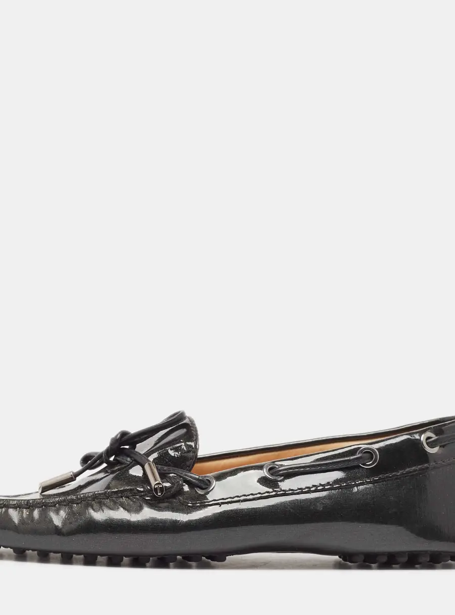 Tod's Black Patent Leather Bow Loafers Size 36.5