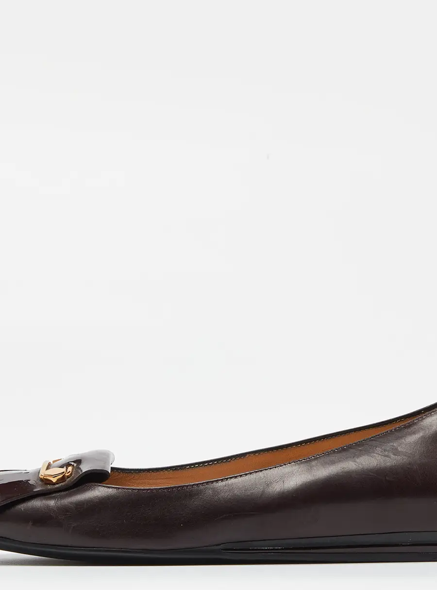 Tod's Burgundy Leather Fringe Detail Ballet Flats Size 38.5