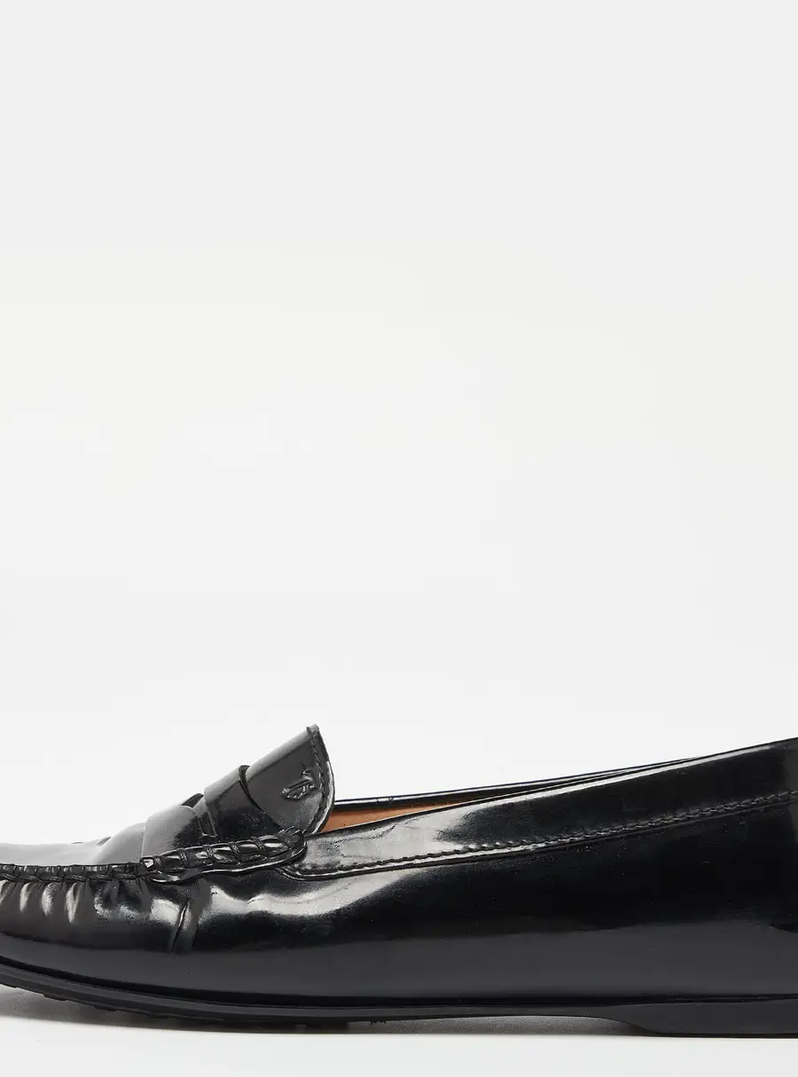 Tod's Black Patent Leather Penny Slip On Loafers Size 37