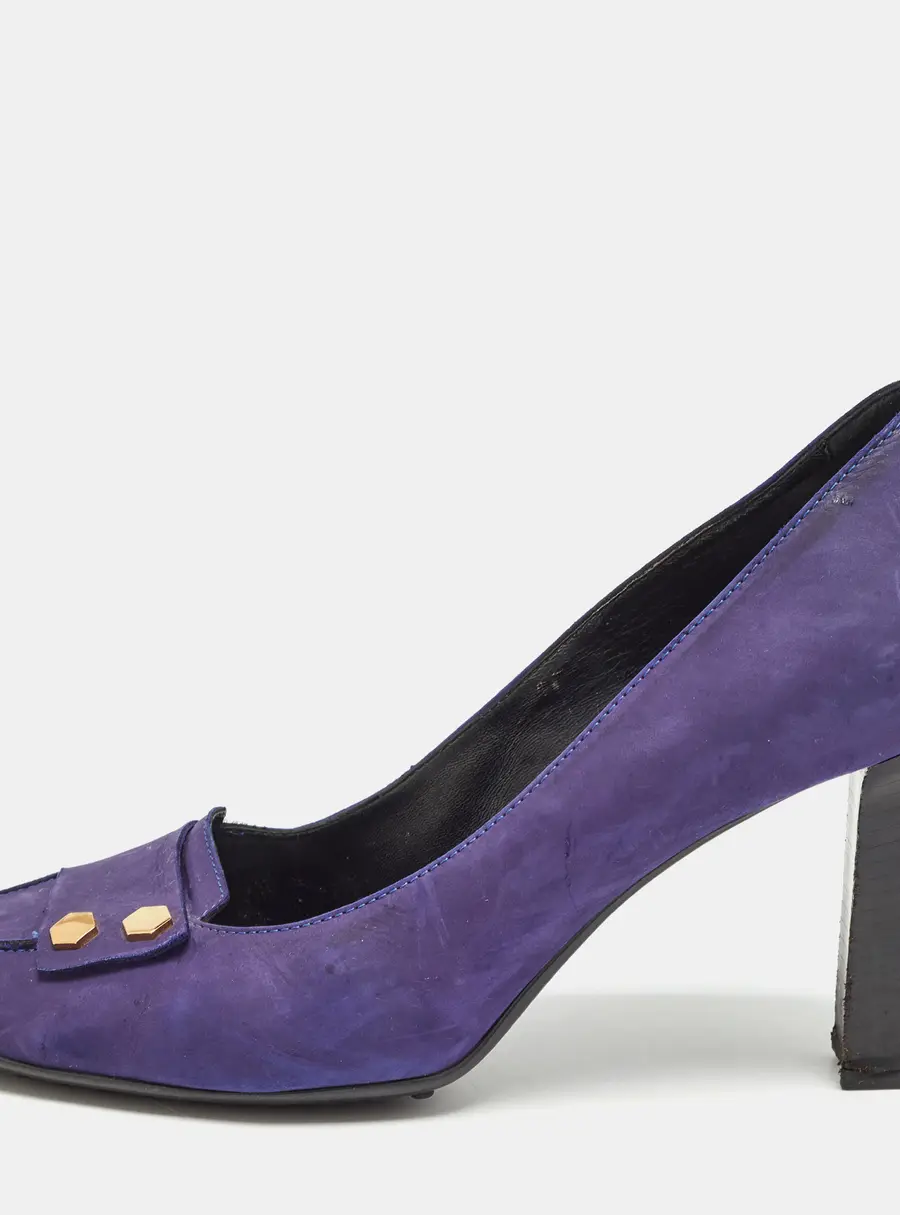 Tod's Purple Nubuck Leather Square Toe Pumps Size 41