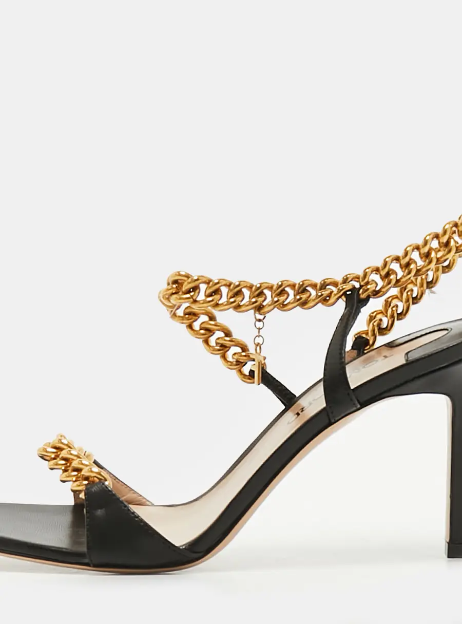 Tom Ford Padlock Size 36 Black Leather Ankle Strap Sandals