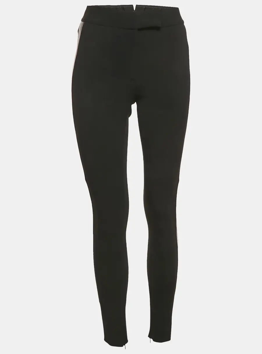 Tom Ford Black Crepe Leather Trim Trousers S