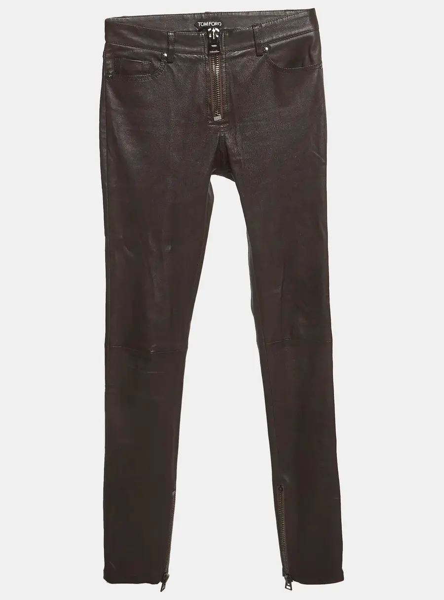 Tom Ford Brown Leather Skinny Pants XS