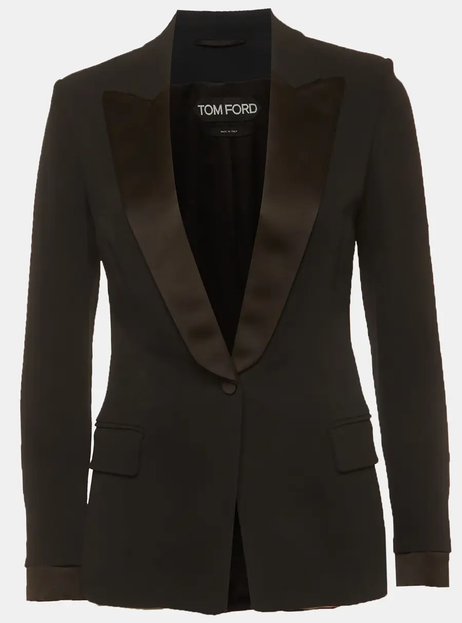 Tom Ford Black Synthetic and Satin Slim Fit Jacket XS