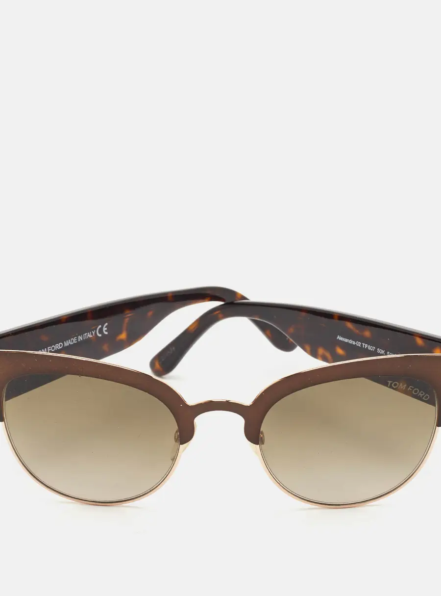 Tom Ford Brown/ Tortoise Acetate Rose Gold Tone Sunglasses