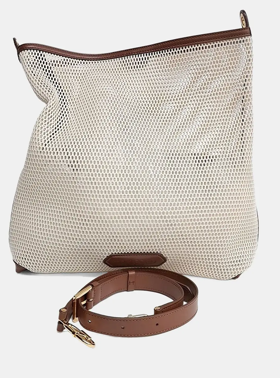 Tom Ford Beige/Brown Mesh Shoulder Bag