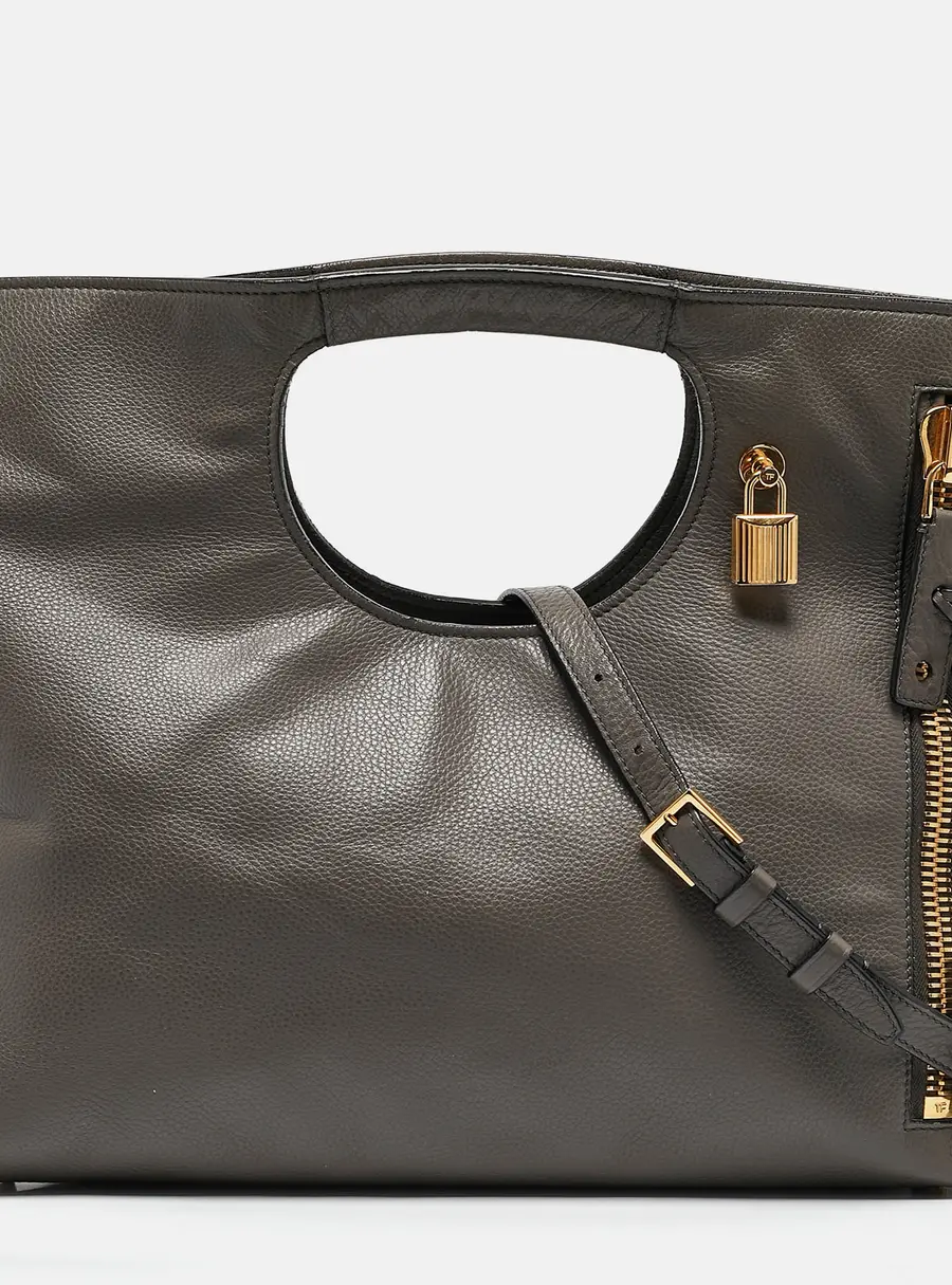 Tom Ford Grey Leather Shoulder Bags