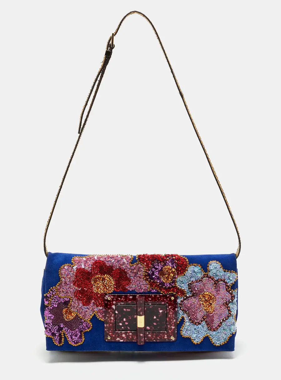 Tom Ford Multicolor Sequin and Suede Natalia Convertible Clutch