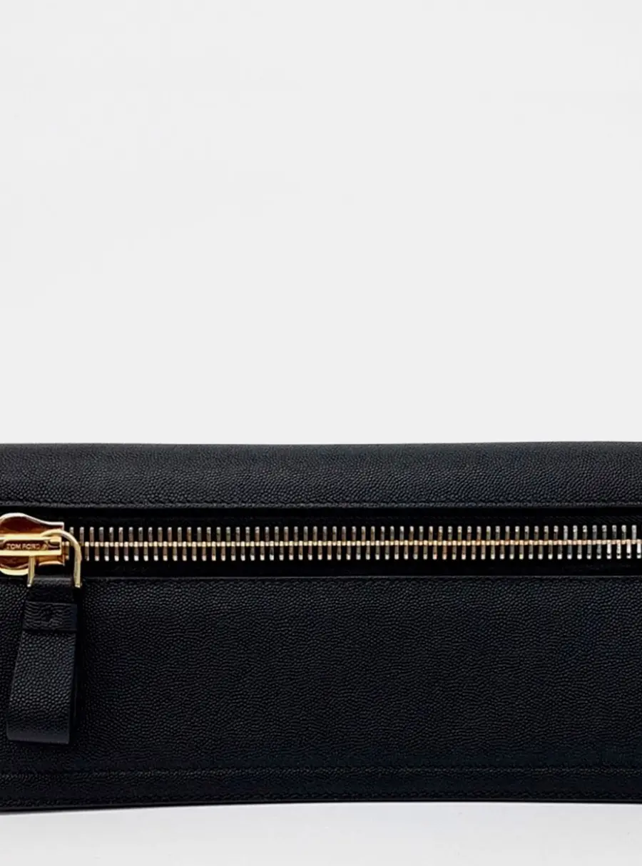 Tom Ford Jennifer Clutch Black Grained Leather Clutch Bag