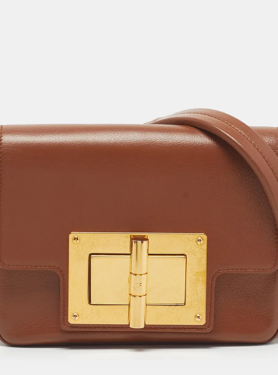 Tom Ford Natalia Day Medium Brown Leather Shoulder Bag