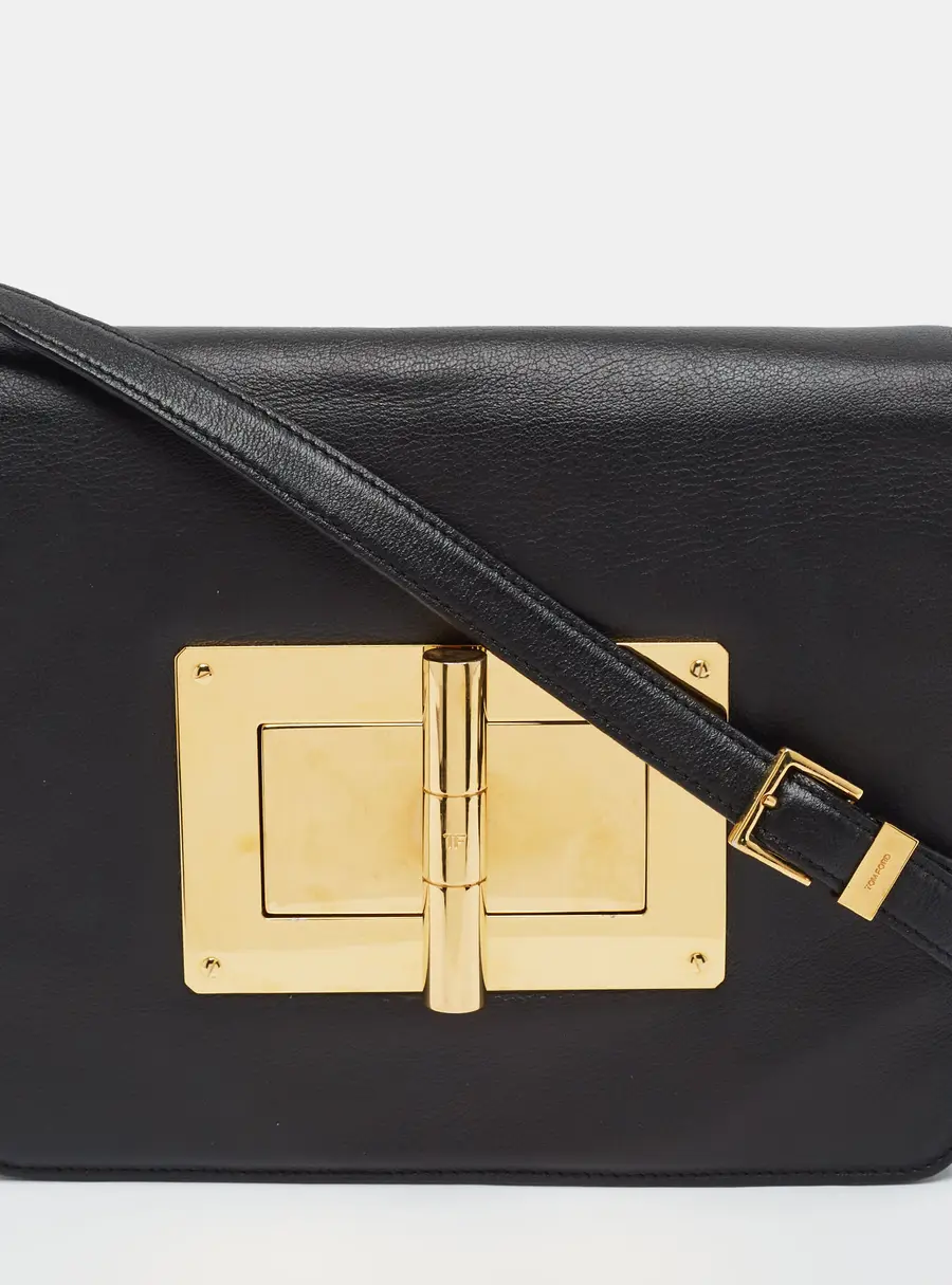 Tom Ford Natalia Large Black Leather Shoulder Bag