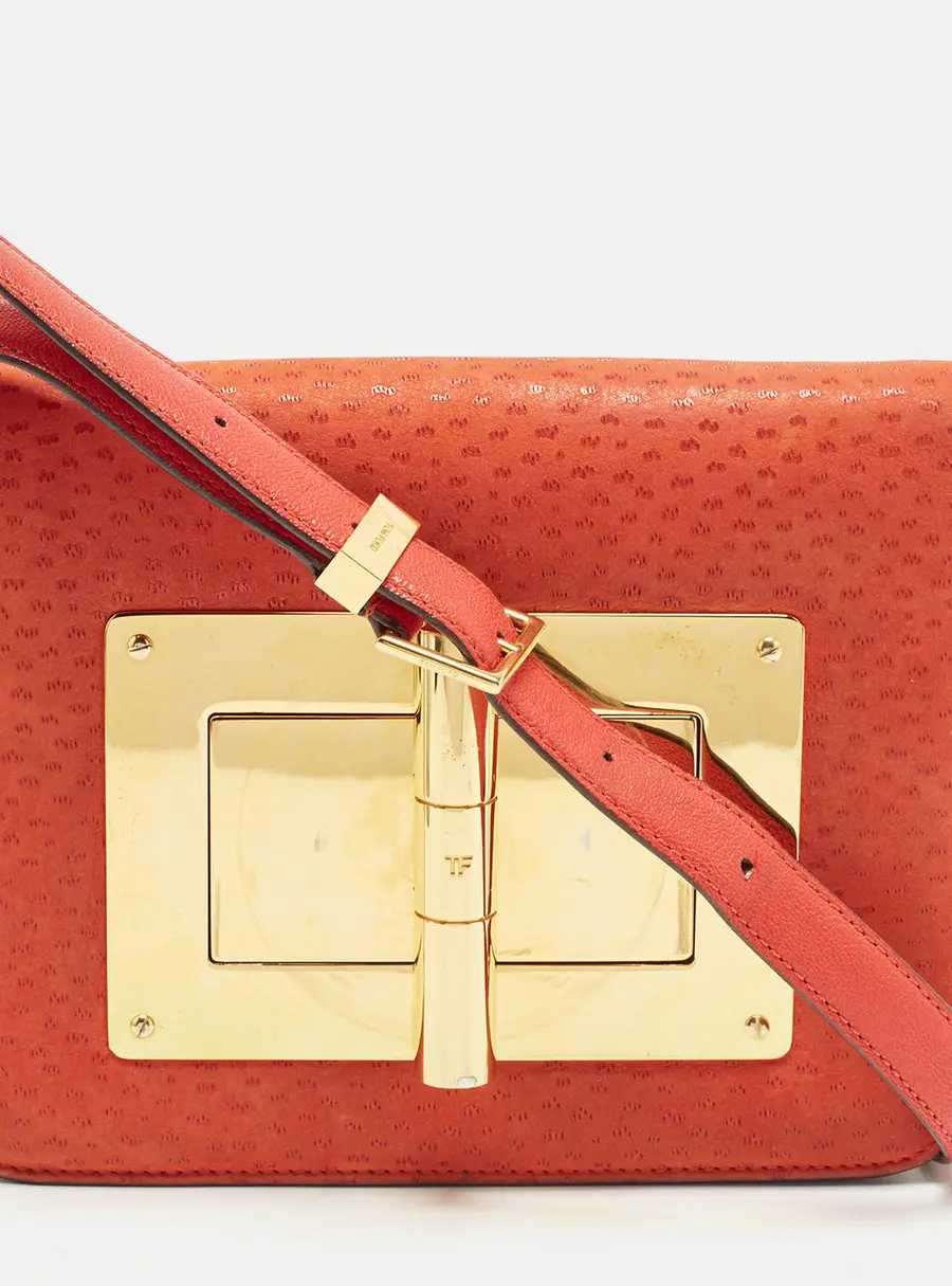 Tom Ford Natalia Small Red Nubuck Leather Crossbody Bag