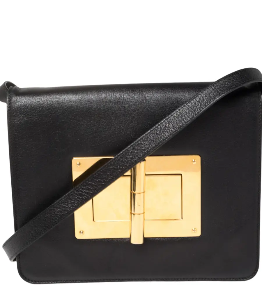 Tom Ford Black Leather Medium Natalia Shoulder Bag