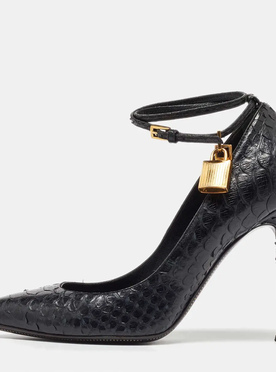 Tom Ford Black Python Leather Padlock Pumps Size 41
