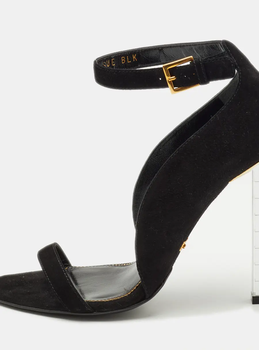 Tom Ford Size 37 Black Suede Ankle Strap Sandals