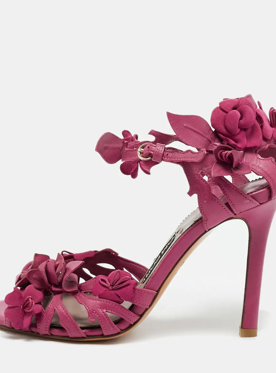 Tom Ford Size 36 Purple Leather Ankle Strap Sandals