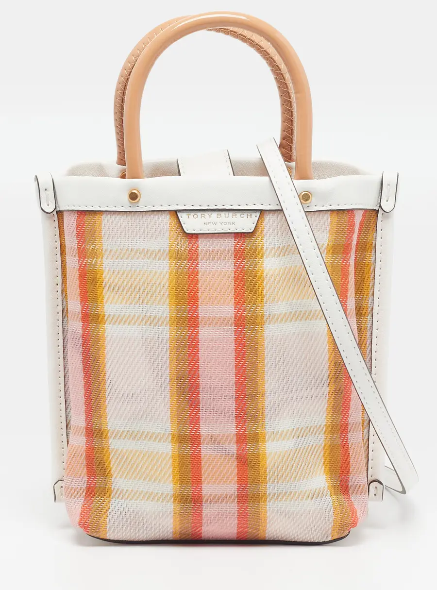 Tory Burch Perry Multicolor Mesh and Leather Tote