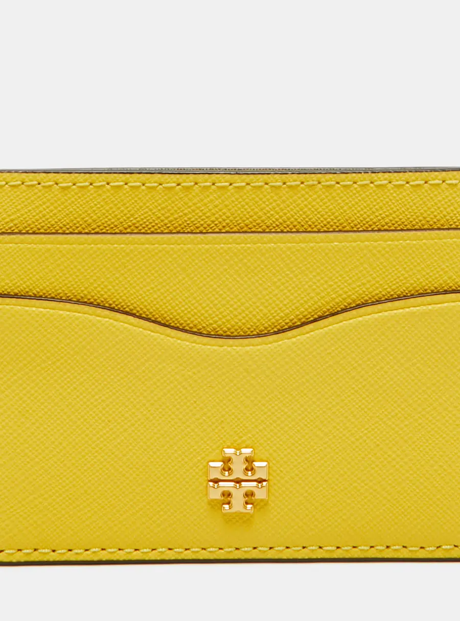 Tory Burch Emerson Yellow Leather Card Holder
