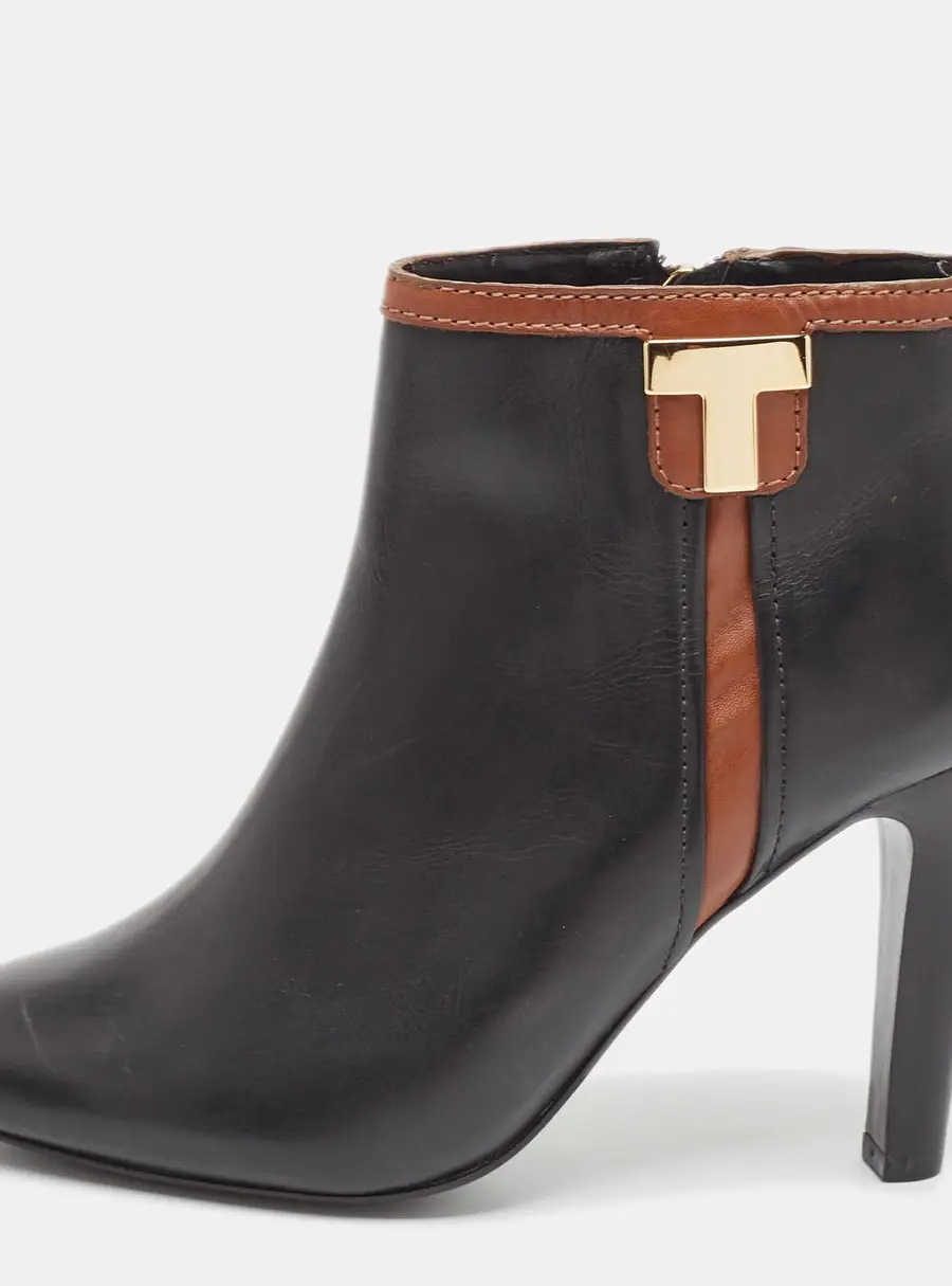 Tory Burch Black/Brown Leather Ankle Length Boots Size 37.5