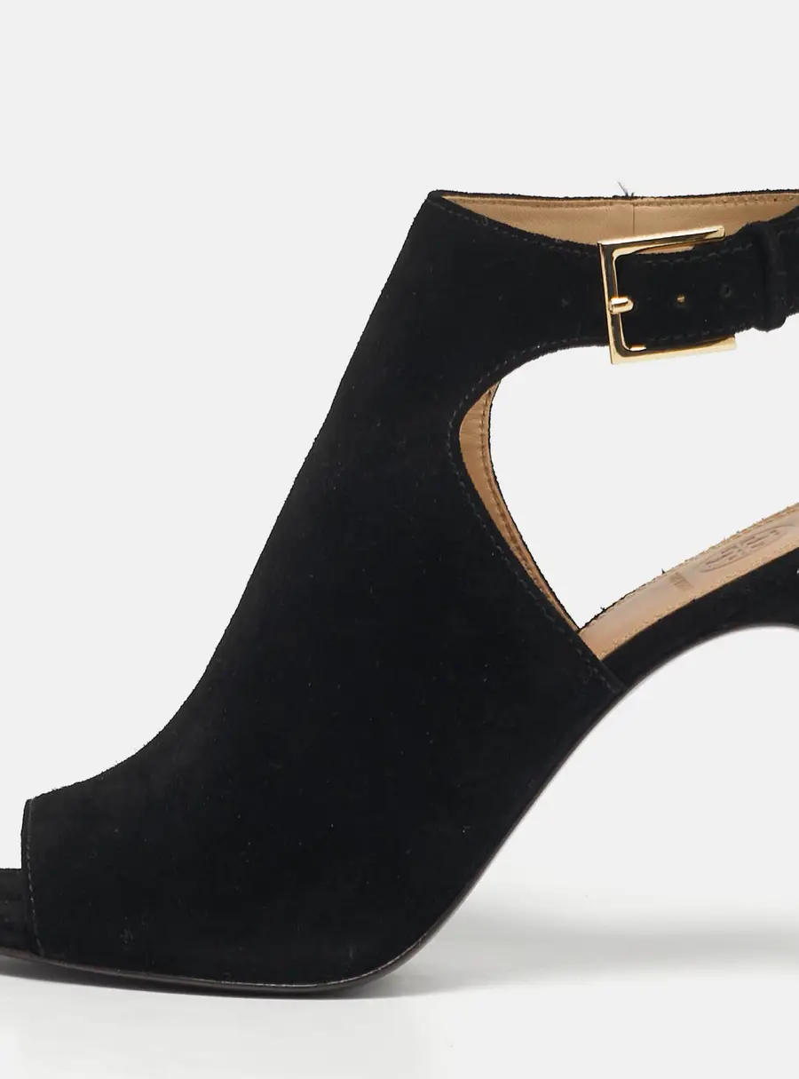 Tory Burch Brittania 100 MM Size 40 Black Suede Ankle Strap Sandals