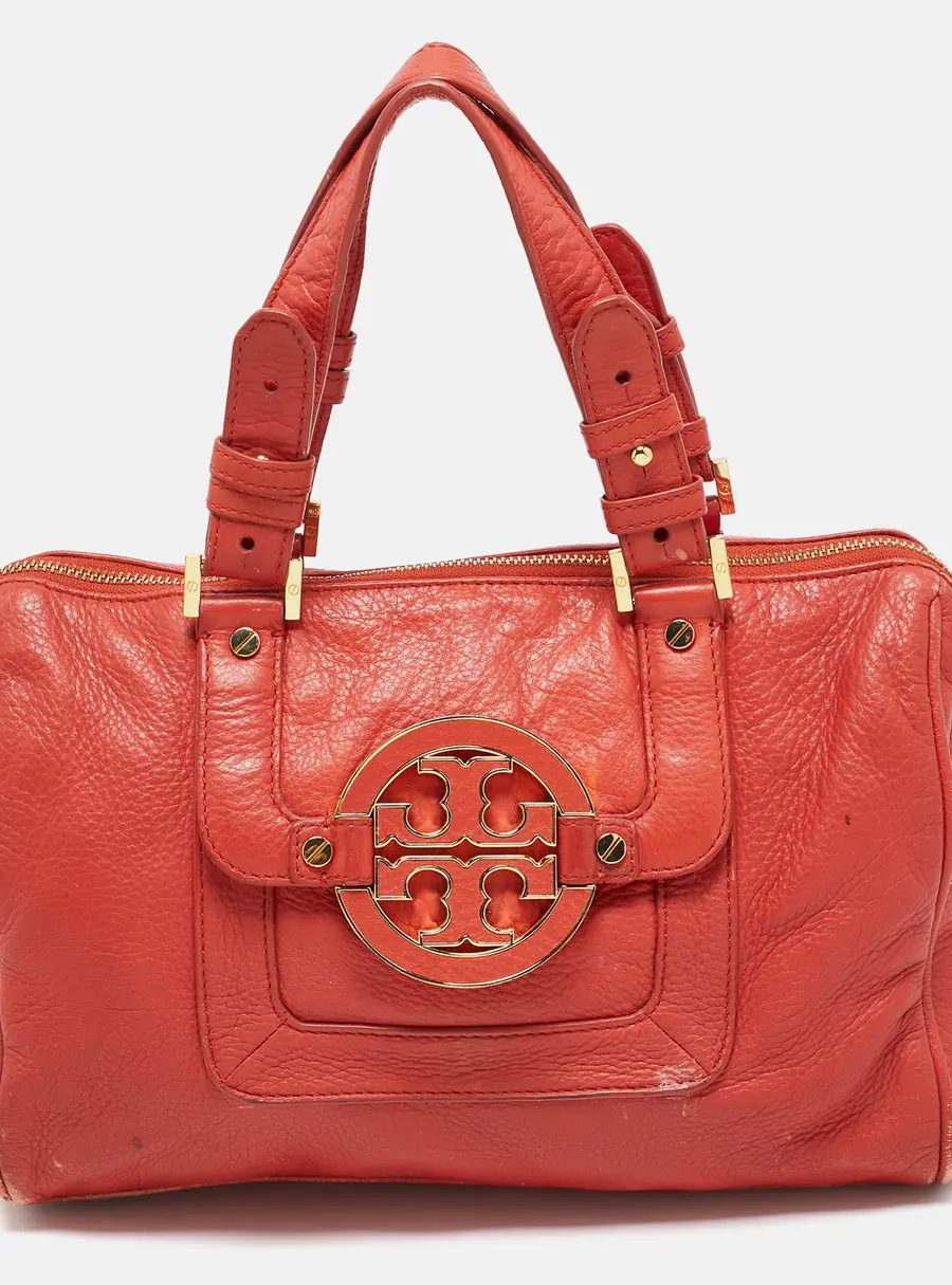Tory Burch Amanda Orange Leather Satchel
