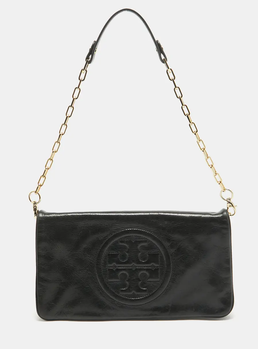 Tory Burch Black Leather Reva Chain Clutch