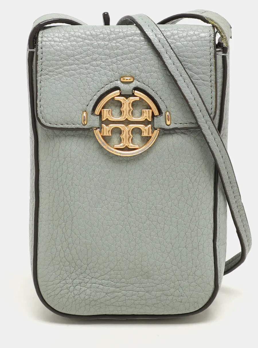 Tory Burch Green Leather Miller Phone Crossbody Bag