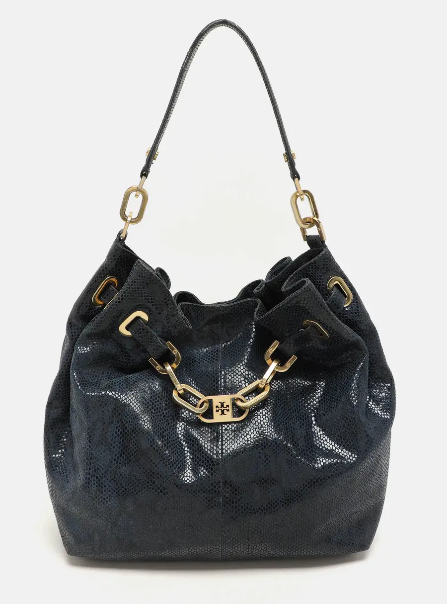 Tory Burch Blue Python Embossed Leather Hobos