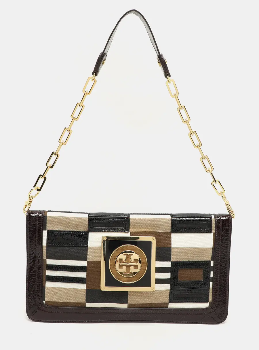 Tory Burch Multicolor Canvas and Patent Leather Shoulder Bags