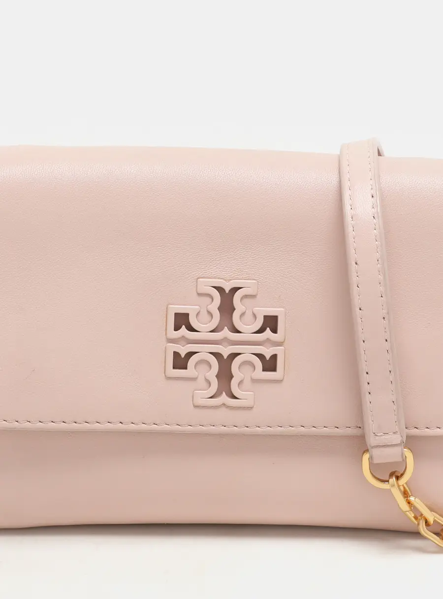 Tory Burch Pink Leather Britten Flap Crossbody Bag