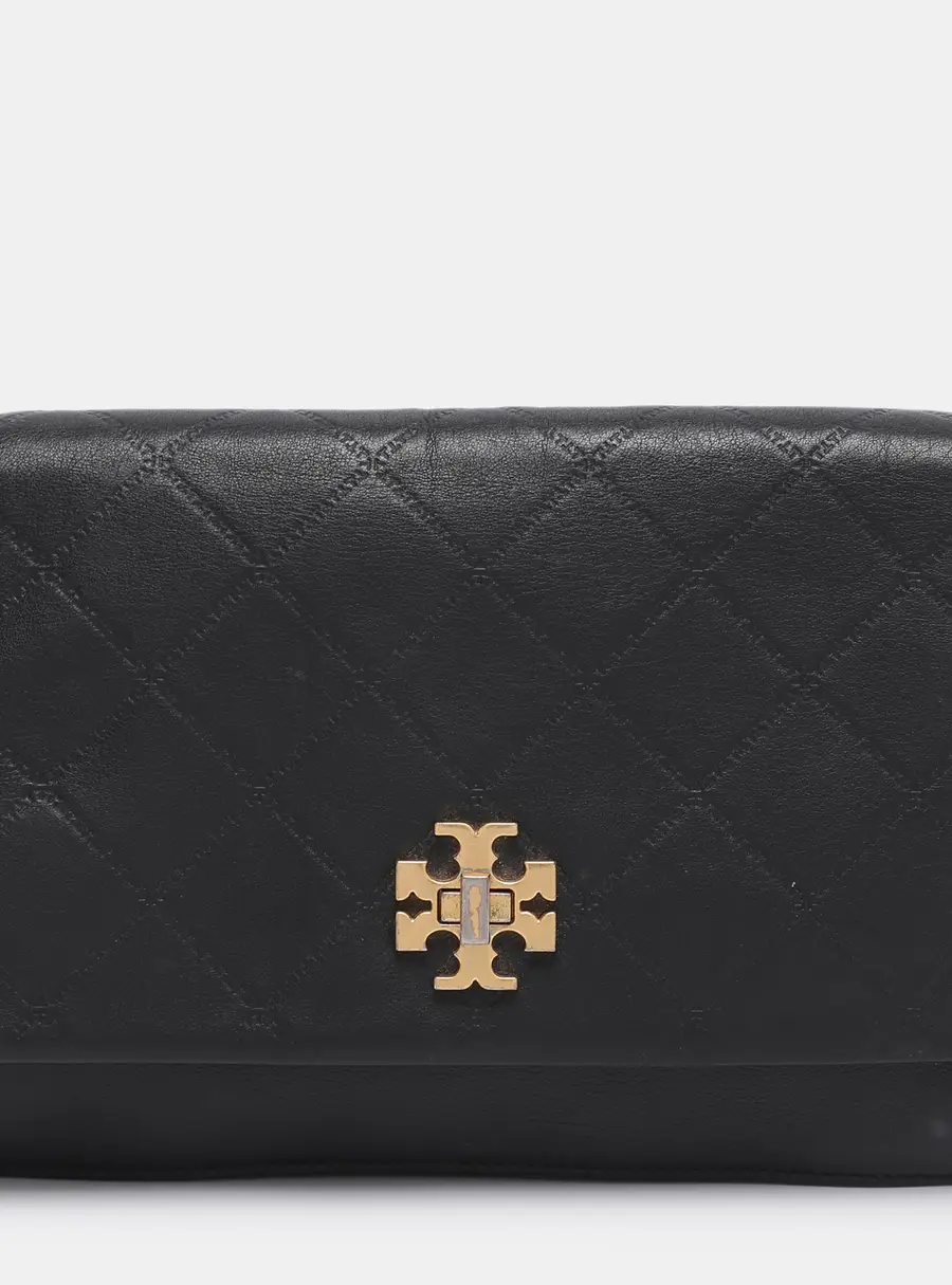 Tory Burch Black Leather Georgia Turn-Lock Crossbody Bag