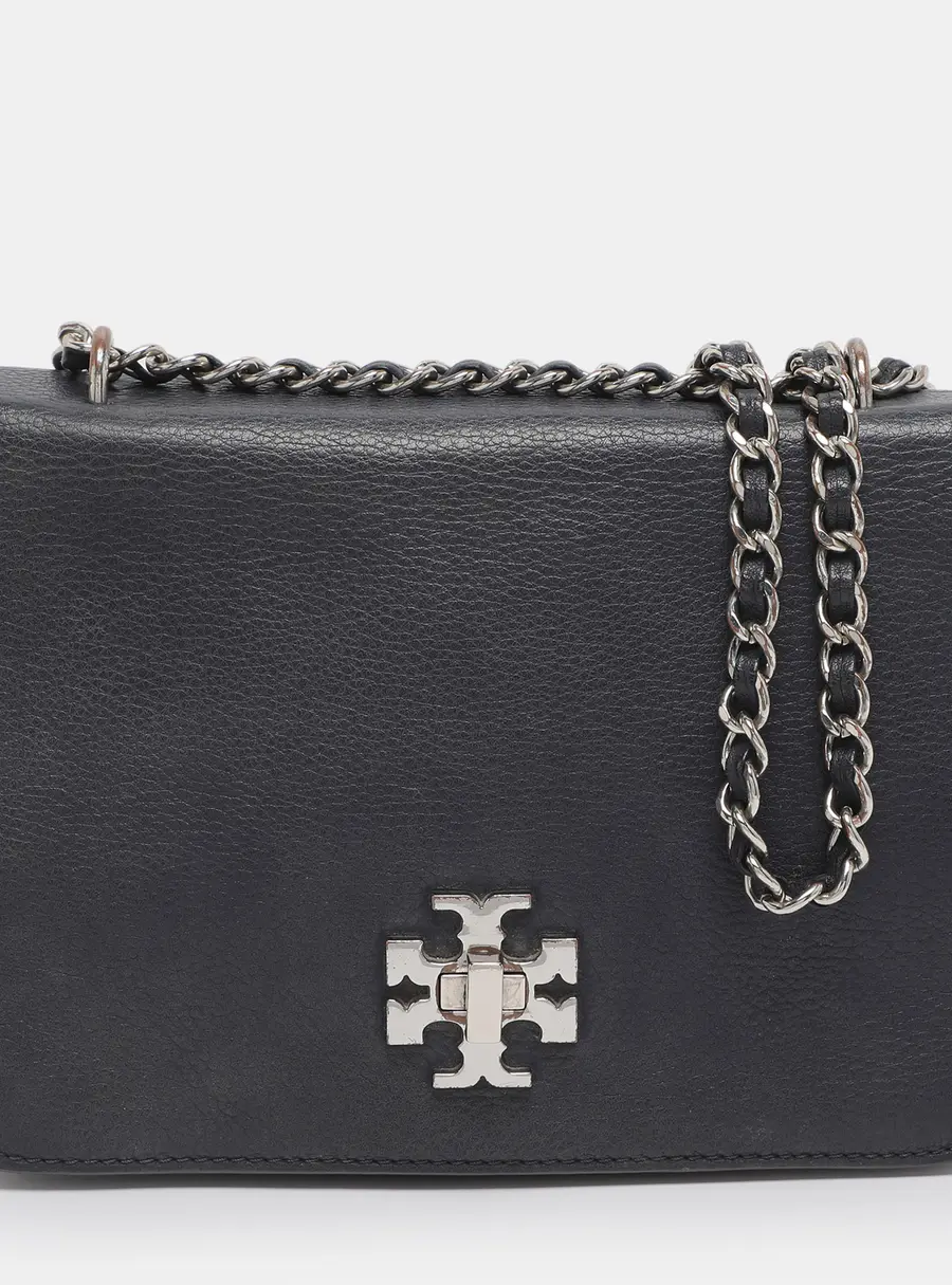 Tory Burch Mercer Blue Leather Shoulder Bags