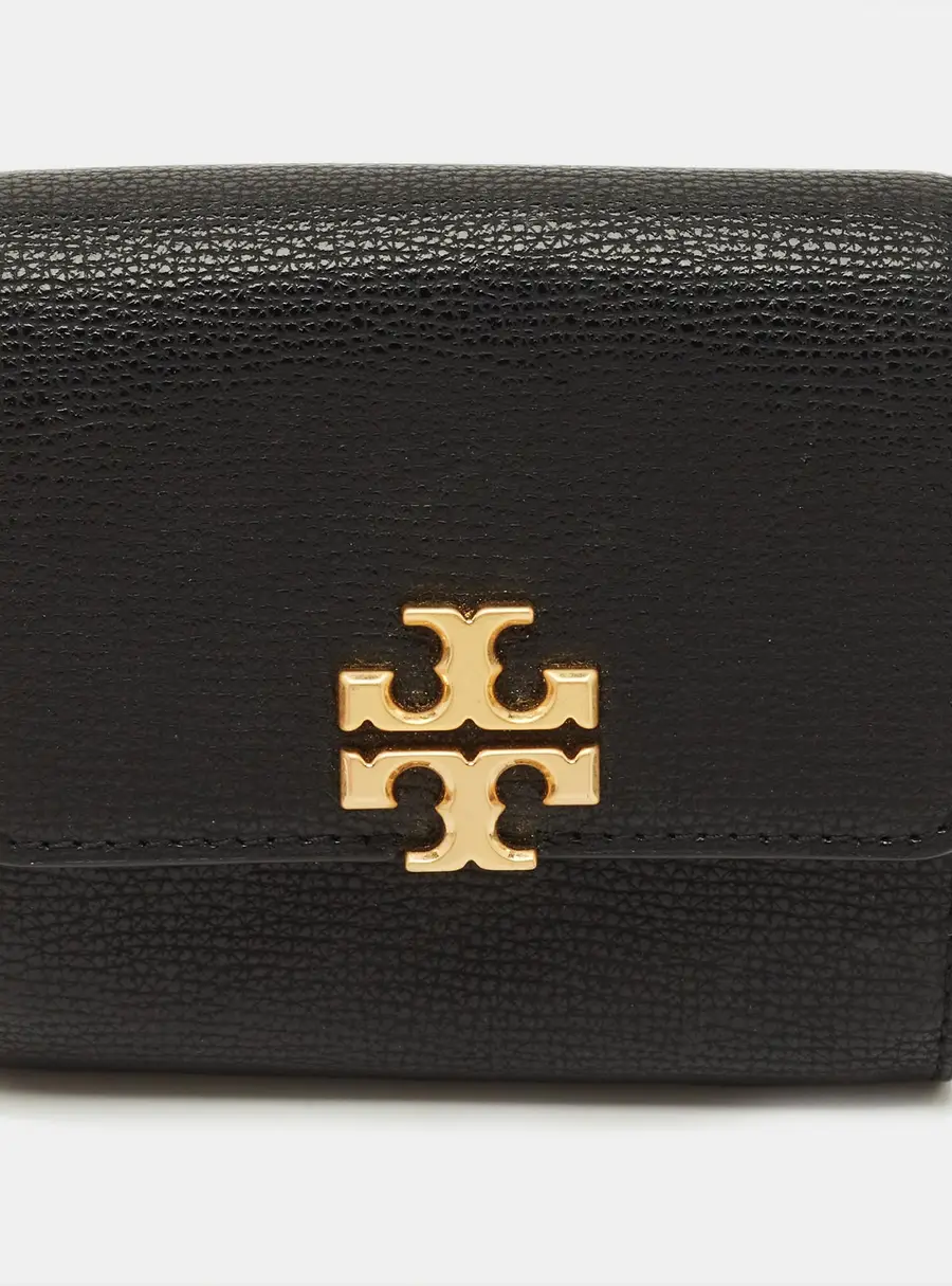 Tory Burch Kira Flap Black Leather Compact Wallet
