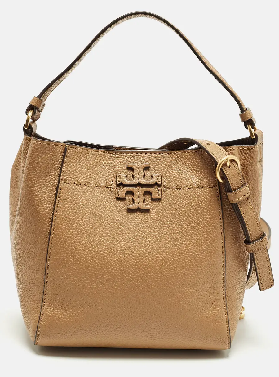 Tory Burch McGraw Small Tan Leather Bucket Bag
