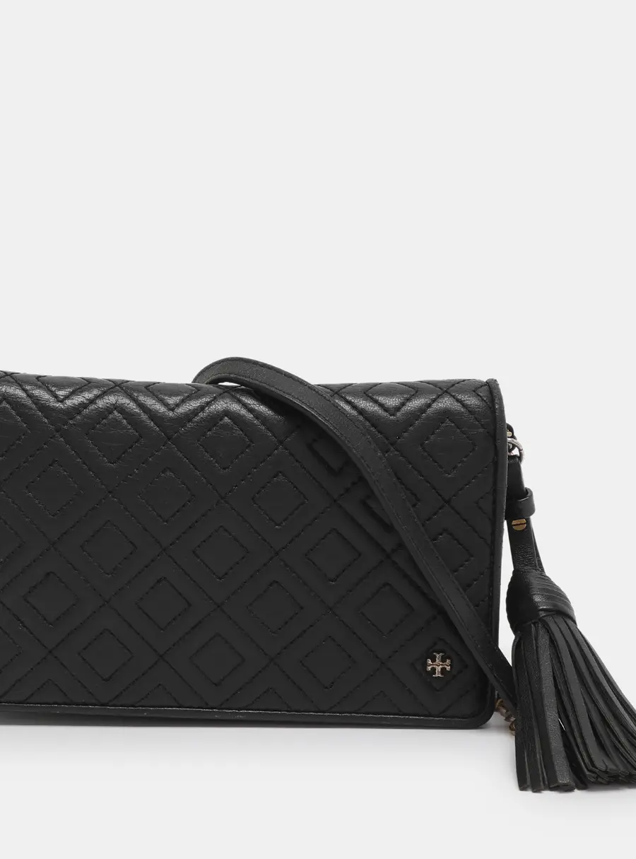 Tory Burch Black Leather Chain Clutch