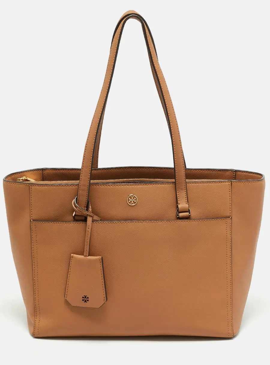 Tory Burch Robinson Brown Saffiano Leather Tote