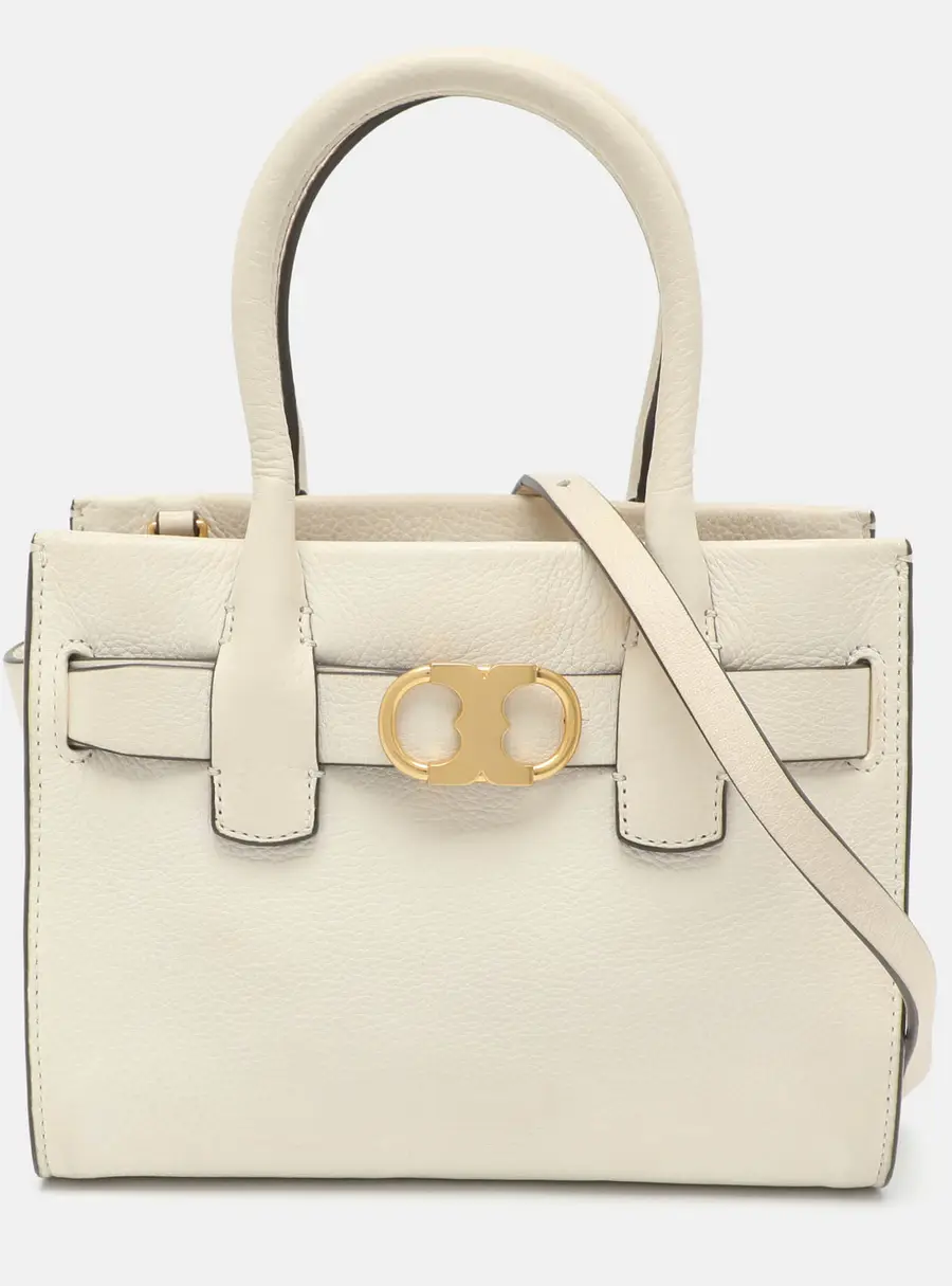 Tory Burch Gemini Link Small White Leather Tote