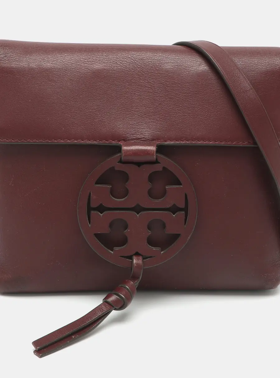 Tory Burch Miller Burgundy Leather Shoulder Bag