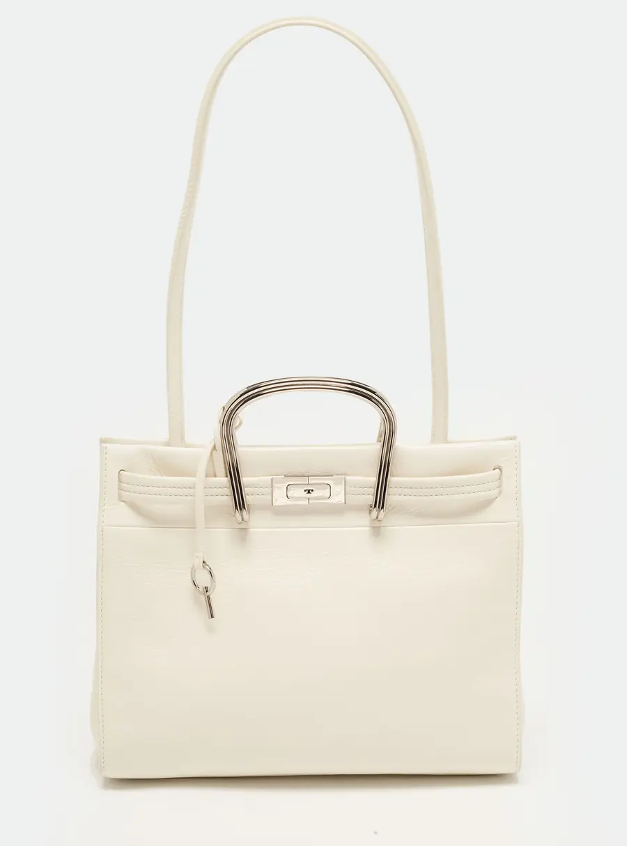 Tory Burch Soft Lee Radziwill White Leather Tote