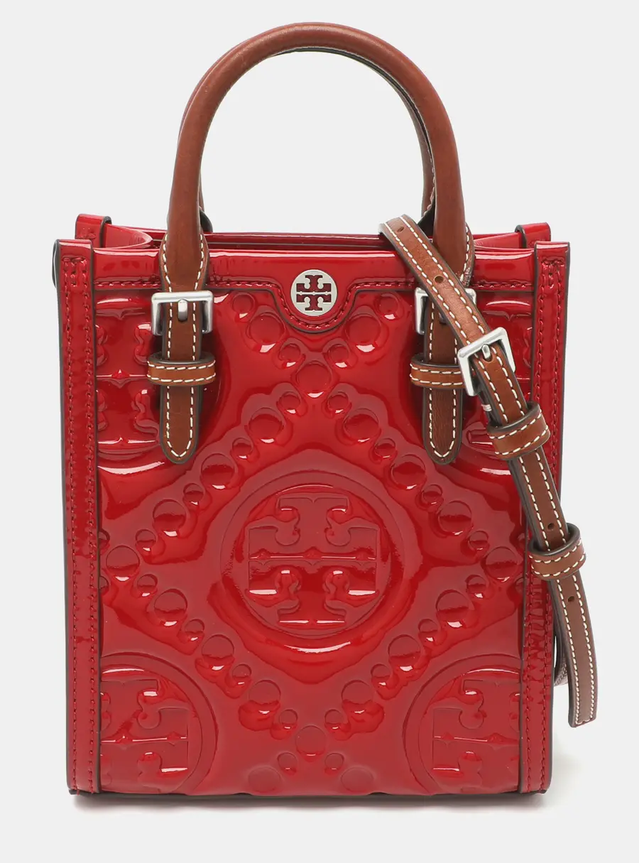 Tory Burch T Monogram Red Patent Leather Crossbody Bag